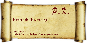Prorok Károly névjegykártya
