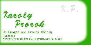 karoly prorok business card