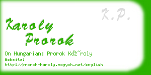 karoly prorok business card